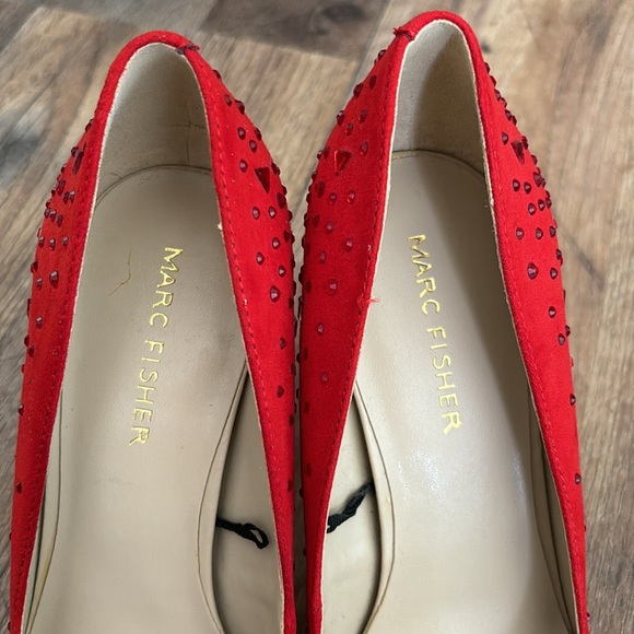 Marc Fisher Red Sexy Studded Valentine’s Day Date Night Heels - Picture 6 of 7